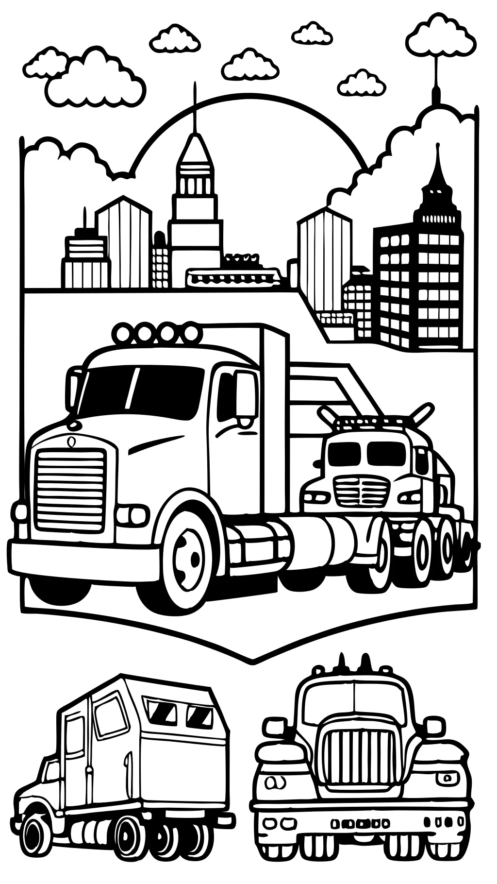 coloriages de camions et de remorque